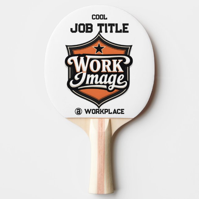 Raquete De Ping Pong Custom Photo Personalized Job Title & Workplace  (Frente)