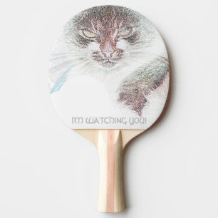 Raquete De Ping Pong Cute Cate Zangado Olhando Para Você