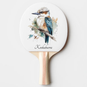 Raquete De Ping Pong Cute Kookaburra num galho pintado em aquarela