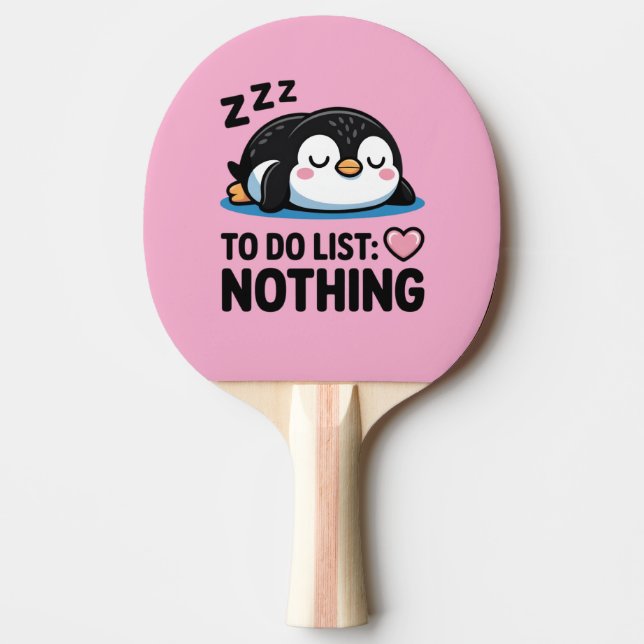 Raquete De Ping Pong cute sleeping penguin, to do list nothing (Frente)