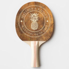 Raquete De Ping Pong Cutting Block Pineapple Wedding Crest & Names