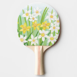 Raquete De Ping Pong Daffodils Amarelo e Branco na Primavera