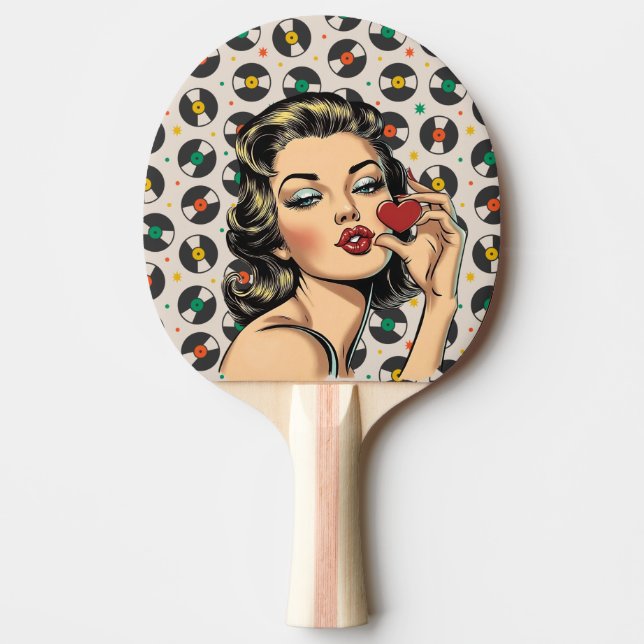 Raquete De Ping Pong Dama Retro (Frente)