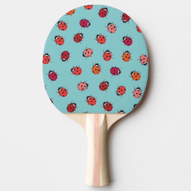 Raquete De Ping Pong Damybugs, fundo azul, charmoso e uniforme (Frente)