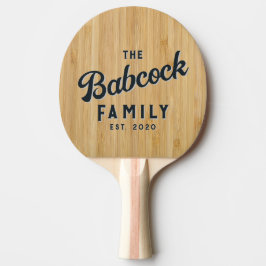 Raquete De Ping Pong Dark Bamboo Retro Family Name & Year