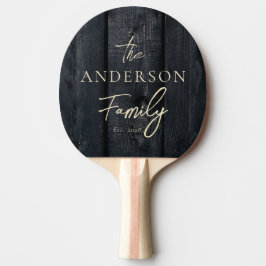 Raquete De Ping Pong Dark Burnt Wood Hand Written Family Name
