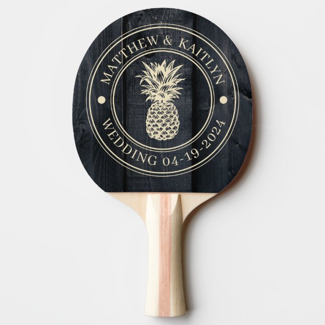 Raquete De Ping Pong Dark Burnt Wood Pineapple Wedding Names (Verso)