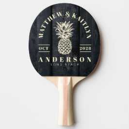 Raquete De Ping Pong Dark Burnt Wood Tropical Pineapple Wedding