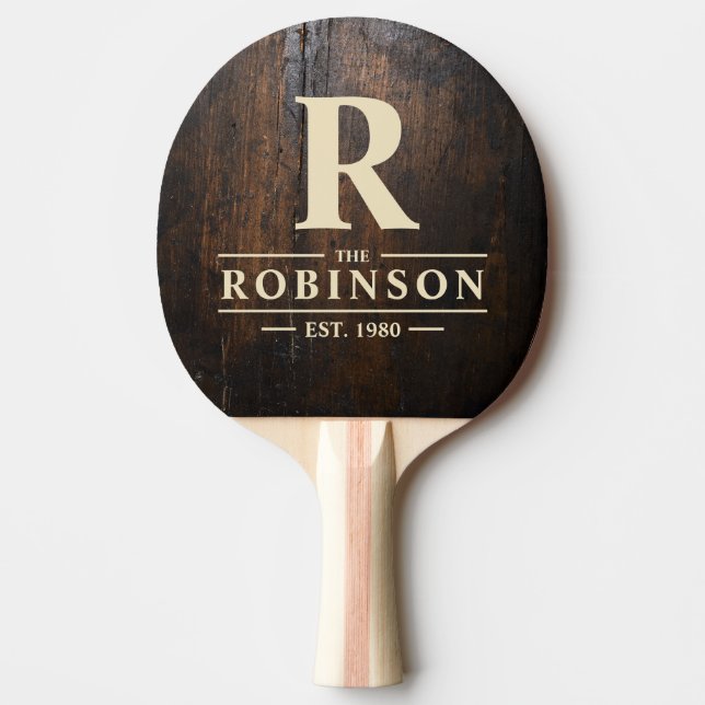 Raquete De Ping Pong Dark Chopping Block Family Name & Initial (Frente)