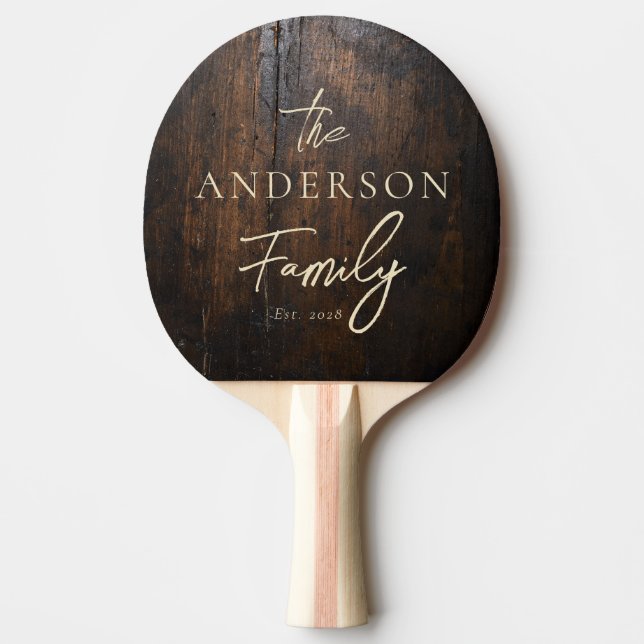 Raquete De Ping Pong Dark Chopping Block Hand Written Family Name (Frente)
