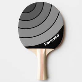 Raquete De Ping Pong Dark Gradient Rainbow Circle Stripe with Name
