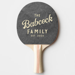 Raquete De Ping Pong Dark Slate Stone Retro Family Name & Year