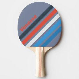 Raquete De Ping Pong Dark Vintage Angled Striping with Name