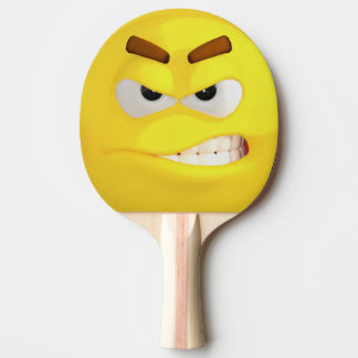 Raquete de ping pong de Emoji Amarelo irritado