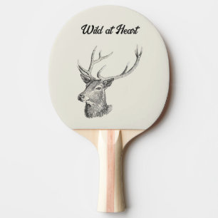 Raquete De Ping Pong Deer Buck Head com Antlers Black and White Art