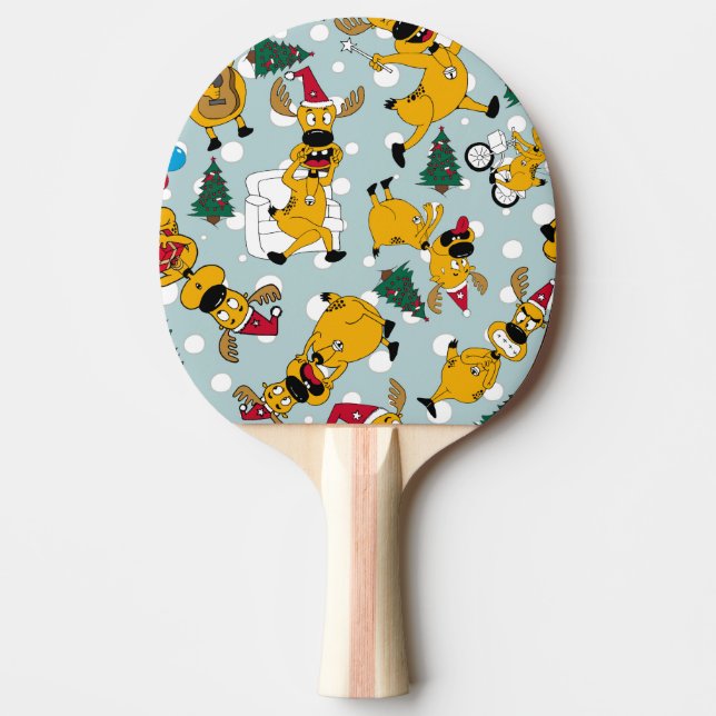 Raquete De Ping Pong Deer Festivo: Design do Padrão de Natal (Frente)