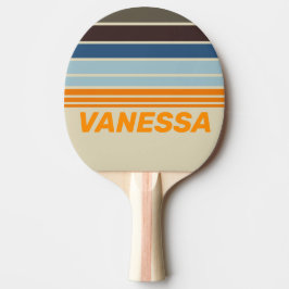 Raquete De Ping Pong Degradê Butternut no Horizonte com Faixas e Nome