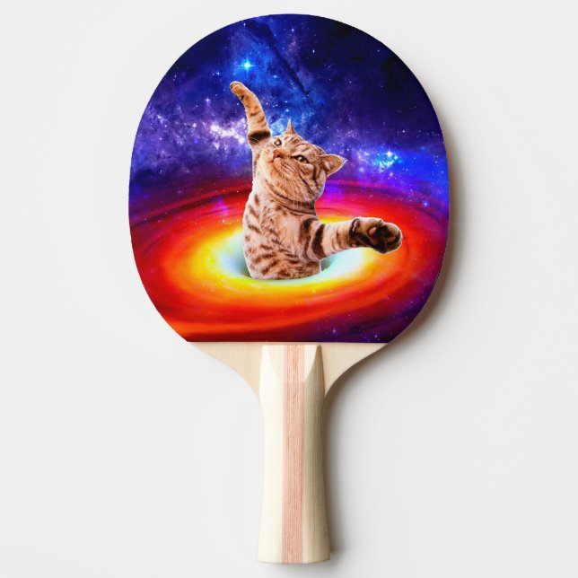Raquete De Ping Pong Dentro de gato buraco negro (Frente)