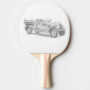Raquete De Ping Pong desenho a lápis de caminhão de bombeiros antigo