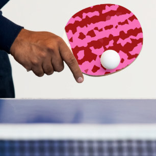 Raquete De Ping Pong Desenho Abstrato Irregular Rosa Bege Vermelho