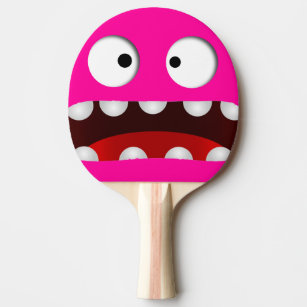 Raquete De Ping Pong desenho animado com medo cara de monstro