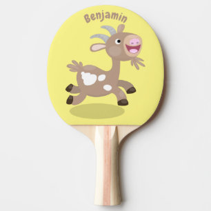 Raquete De Ping Pong Desenho animado de bode alegre e fofo