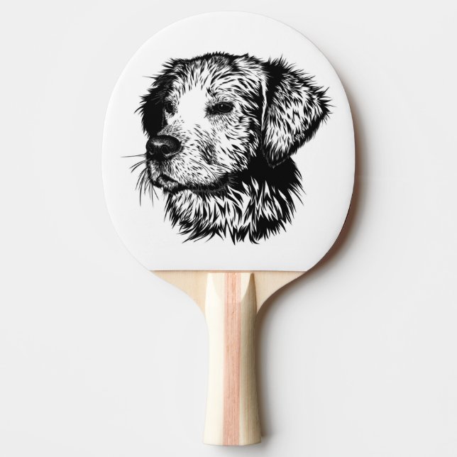 Raquete De Ping Pong Desenho da Cabeça Canina (Frente)