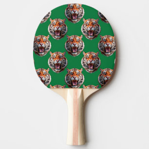 Raquete De Ping Pong Desenho de padrão de cabeça de tigre verde