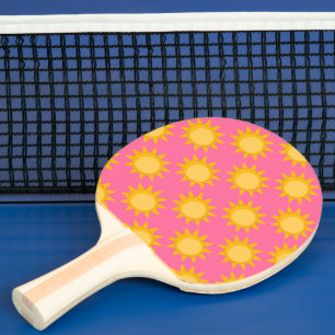 Raquete De Ping Pong Desenho de padrão de sol brilhante em rosa