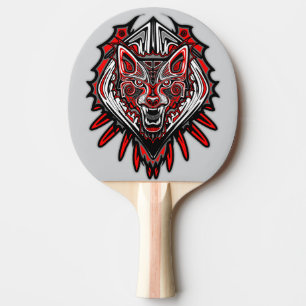 Raquete De Ping Pong Desenho de Totem Tribal Haida de Lobo