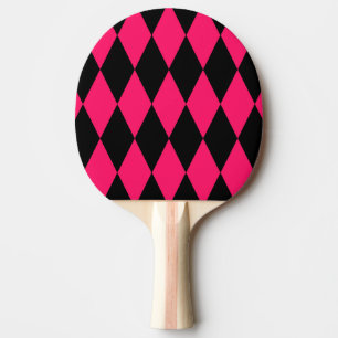 Raquete De Ping Pong Desenho de Xadrez com Diamantes Harlequim Preto e