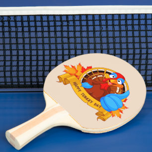 Raquete De Ping Pong Desenho divertido de Ação de Graças em estilo de d
