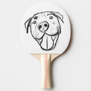 Raquete De Ping Pong desenho pitbull simples amantes de cães preto bran