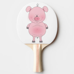 Raquete De Ping Pong Desenhos animados cor-de-rosa alegres do porco