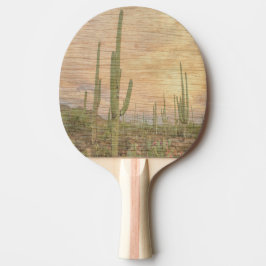 Raquete De Ping Pong Desert Cactus Plants On Wood Grain Photo Image