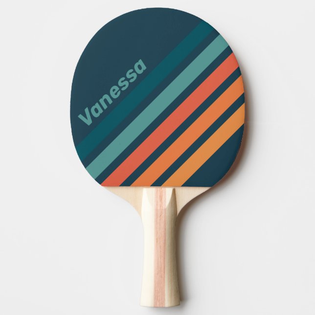 Raquete De Ping Pong Desert Cactus Sunrise Angled Striping with Name (Frente)