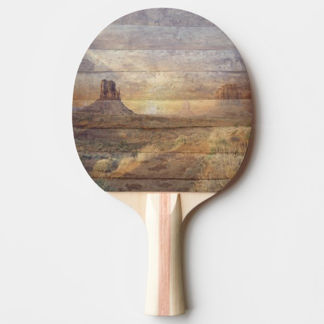 Raquete De Ping Pong Desert Landscape Monument Valley And Cloudy Sky (Frente)