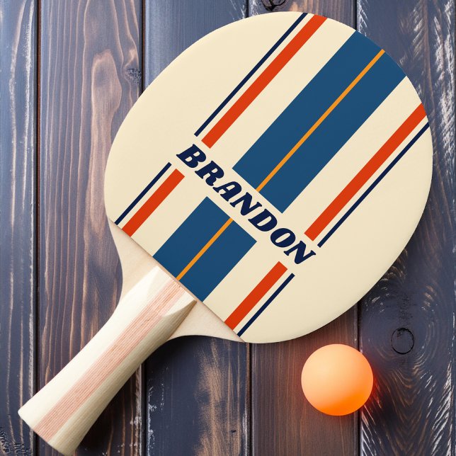 Raquete De Ping Pong Desert Retro Rainbow Conselho Strips com Nome (Criador carregado)