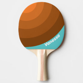 Raquete De Ping Pong Desert Teal Circle Stripe with Name