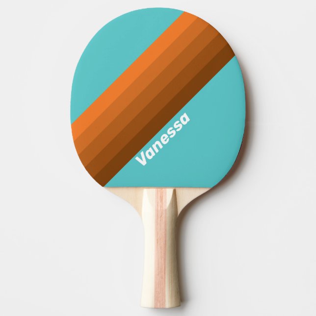 Raquete De Ping Pong Desert Teal Stripes with Name (Frente)