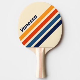 Raquete De Ping Pong Deserto Arco-íris Retro Faixas Anguladas com Nome