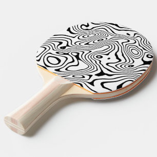 Raquete De Ping Pong Design abstrato do espiral líquido branco preto