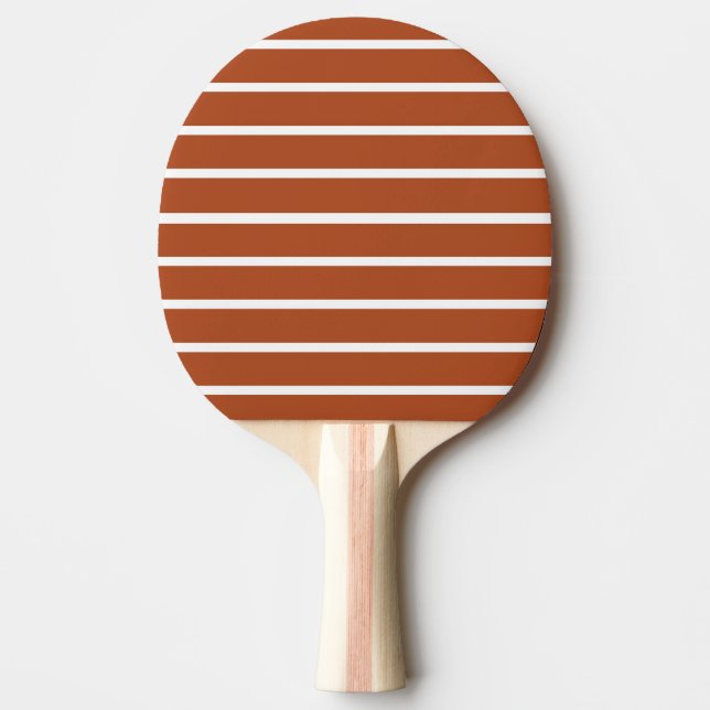 Raquete De Ping Pong Design das Estrias Marrons e Brancas (Frente)
