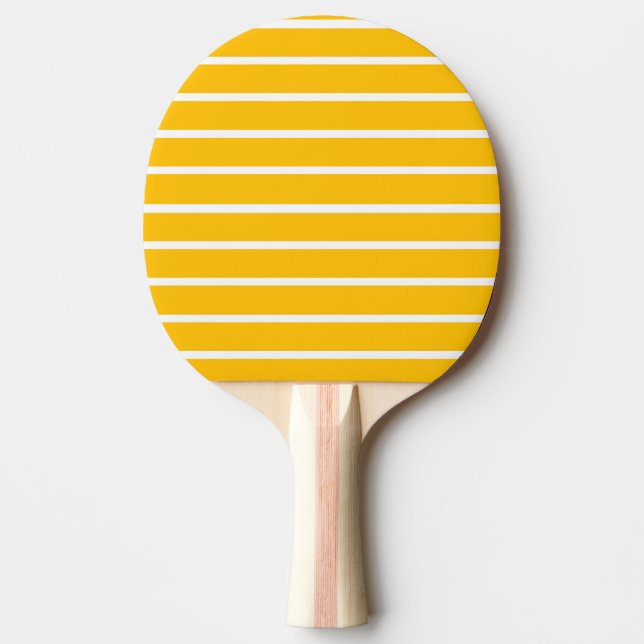 Raquete De Ping Pong Design das faixas amarelas e brancas (Frente)