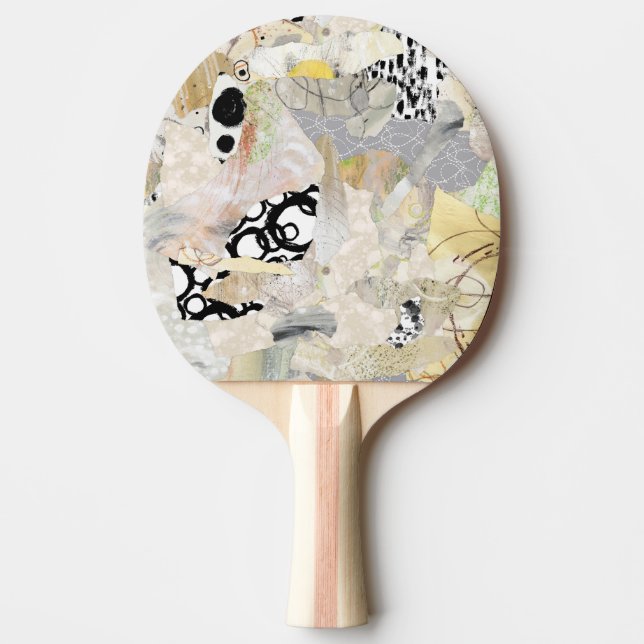 Raquete De Ping Pong Design de Colagem Abstrata Elegante Neutra (Frente)