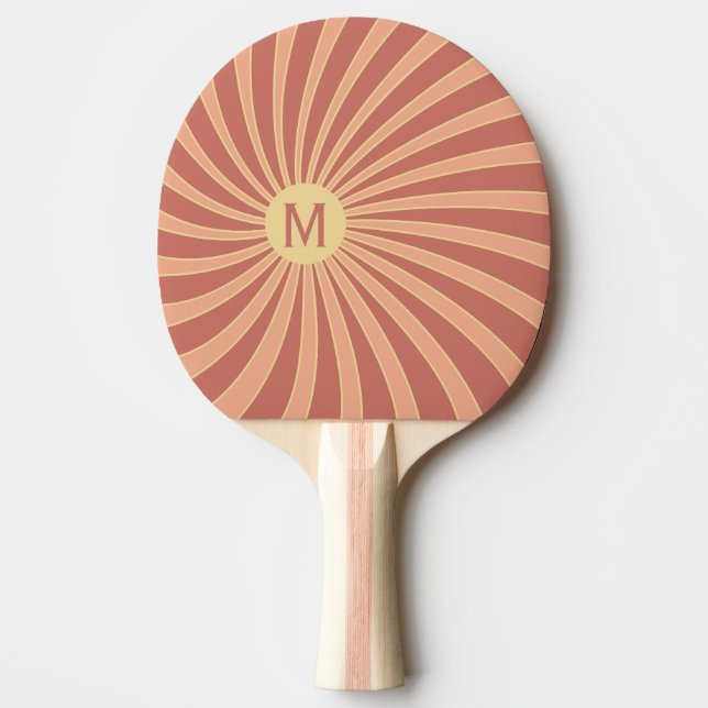 Raquete De Ping Pong Design de explosão solar, estilo retrô rosa e lara (Frente)