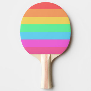 Raquete De Ping Pong Design de faixas de cores do arco-íris do Pastel