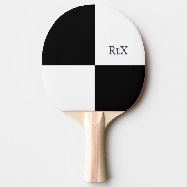 Raquete De Ping Pong Design de Iniciais Personalizados B&W (Frente)