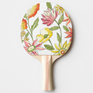 Raquete De Ping Pong Design de Jardim Floral com Fundo Branco