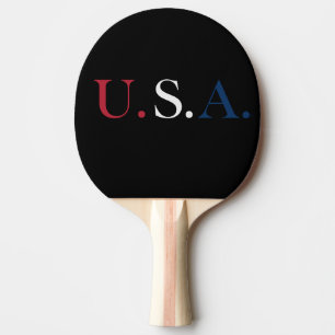 Raquete De Ping Pong Design De Letra Azul E Branco Vermelho Dos Eua